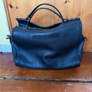 C&C California Black Leather Top-Handle Satchel